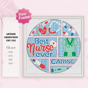 Beste Krankenschwester überhaupt Schattenbox SVG, Medizinische Schattenbox, Geschenk für Krankenschwester, Für Cricut, Krankenschwester Light Box SVG, Pflegegeschenk, Krankenschwester svg, Krankenschwester Decor