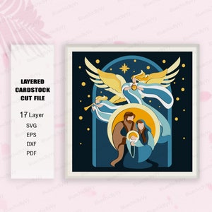 Jesus Christmas Shadow Box SVG dla projektów Cricut DIY, pudełko świetlne na Boże Narodzenie, dekoracje świąteczne, prezent świąteczny, Jesus Christmas 3D, Jesus svg