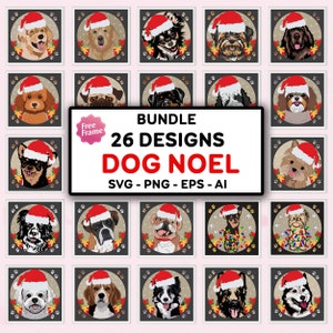 Bundle Dog Noel Shadow Box SVG, Dog Noel Shadow Box, Per file cricut, Dog Light Box Svg, Regalo Shadow Box, cane Natale Svg, cane SVG