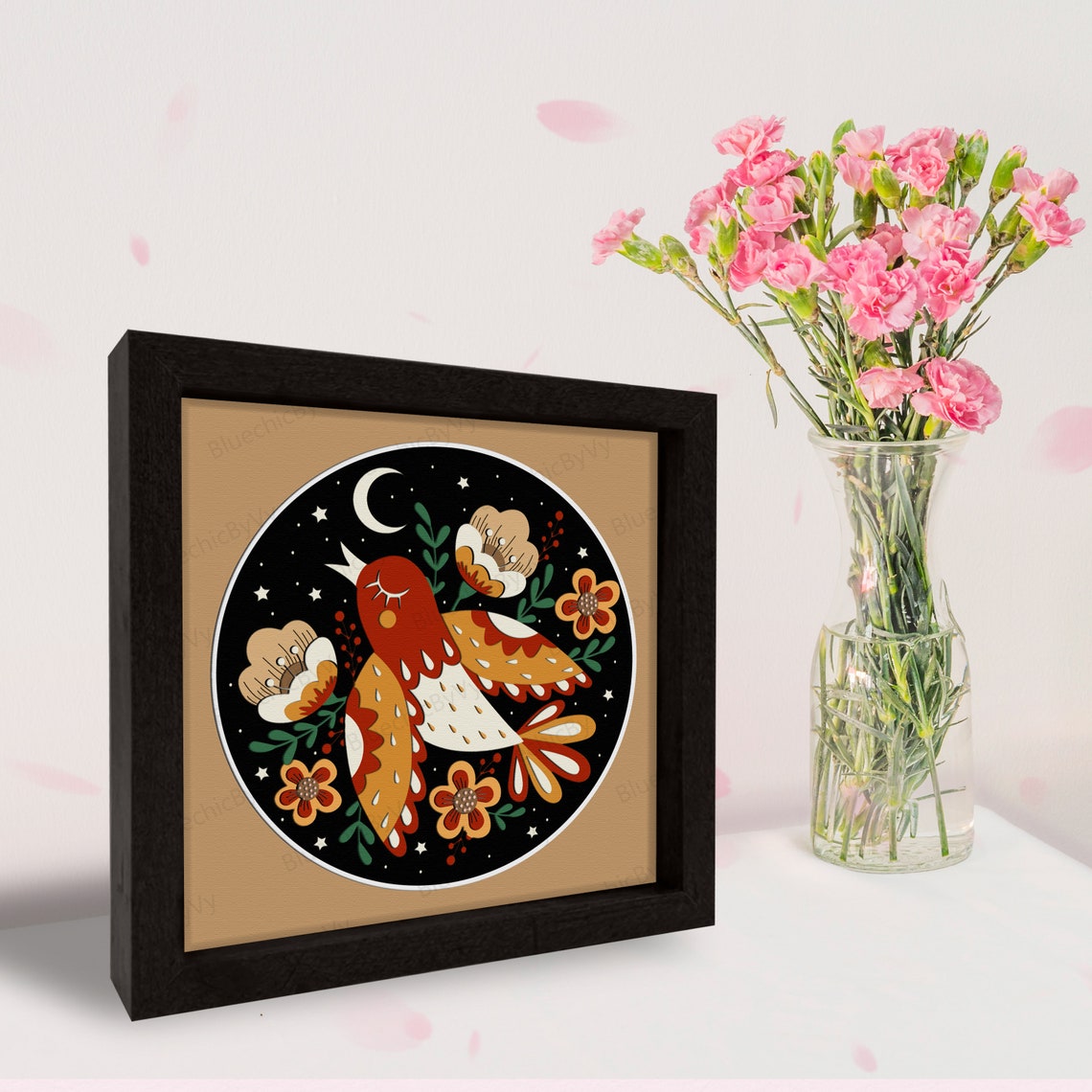 Scandinavian Birds Shadow Box SVG, Birds Scandinavian Shadow Box, Bird ...