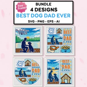 Bündel Best Dog Dad Ever Shadow Box SVG, Best Dad Ever svg, Dad Dog 3D Box, Für Cricut-Datei, Tierliebhaber SVG, Papa Geschenk, Hundedekor