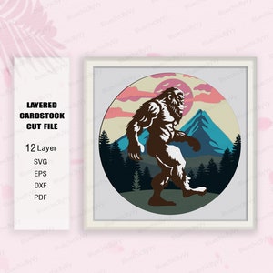 Big Foot Shadow Box SVG, Big Foot Shadow Box svg, Big Foot Light box svg, Layered Svg Camping 3D Box Regalos, Shadow Box Gift, Big Foot svg