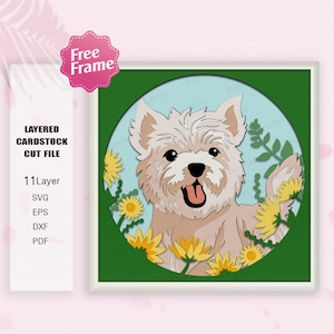 Westie Dog Shadow Box SVG, Dog Shadow Box, Gift Dog Lover, For cricut File, Dog Light Box Svg, Shadow Box Gift , Dog Svg
