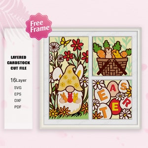 Gnome Pâques Shadow Box SVG, Joyeuses Pâques Shadow Box, Gnome Pâques Pâques 3D Box, cadeau de Pâques, caisson lumineux de Pâques, décoration de Pâques, Gnome Pâques svg