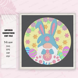 Osterzwerg Schattenbox SVG, Frohe Ostern Schattenbox, Gnom Ostereier 3D Box, Ostergeschenk, Ostern Light Box, Osterdekor, Osterzwerg