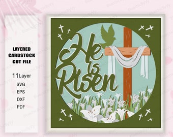He is Risen Shadow Box SVG, Happy Easter Shadow Box, Easter Shadow Box, Easter Gift, Easter Light Box, Easter Decor, Christian Svg,Jesus svg