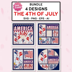 Agrupe el 4 de julio Shadow Box svg, 4 de julio Shadow Box, Bandera Americana svg, Día de la Independencia svg, 4 de julio Decoración, Archivos para Cricut