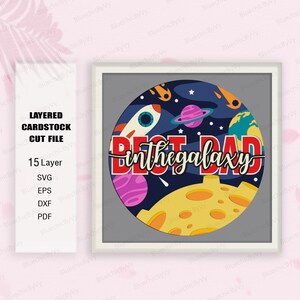 Bester Vater in der Galaxy Shadow Box svg, Papa in der Galaxy Shadow Box Dad Light Box svg, Vatertagsgeschenk svg, für Cricut, 3D Box Geschenk, Dad SVG