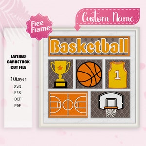 Basket Sport Shadow Box svg, Basket Light Box Svg, Sport 3D Box, Decorazione Basket, Regalo Basket, Regalo Scatola 3D, Per File Cricut