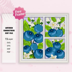 SVG, boîte 3D myrtille, boîte 3D myrtille, svg myrtille, SVG boîte à lumière myrtille, cadeau boîte ombre, svg de fruits, décor myrtille