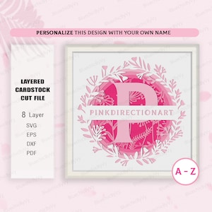 Split Monogramm A-Z Schattenbox SVG, Split Monogramm Schattenbox, Alphabet 3D Box, benutzerdefinierter Name, Alphabet Familienname SVG, Datei für Cricut