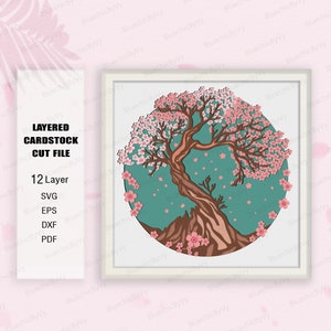 Boîte ombre fleur de cerisier SVG, boîte ombre fleur de cerisier, boîte 3D fleur, amateur de cadeaux fleurs de cerisier, boîte lumineuse fleurs de cerisier Svg, SVG cerisier