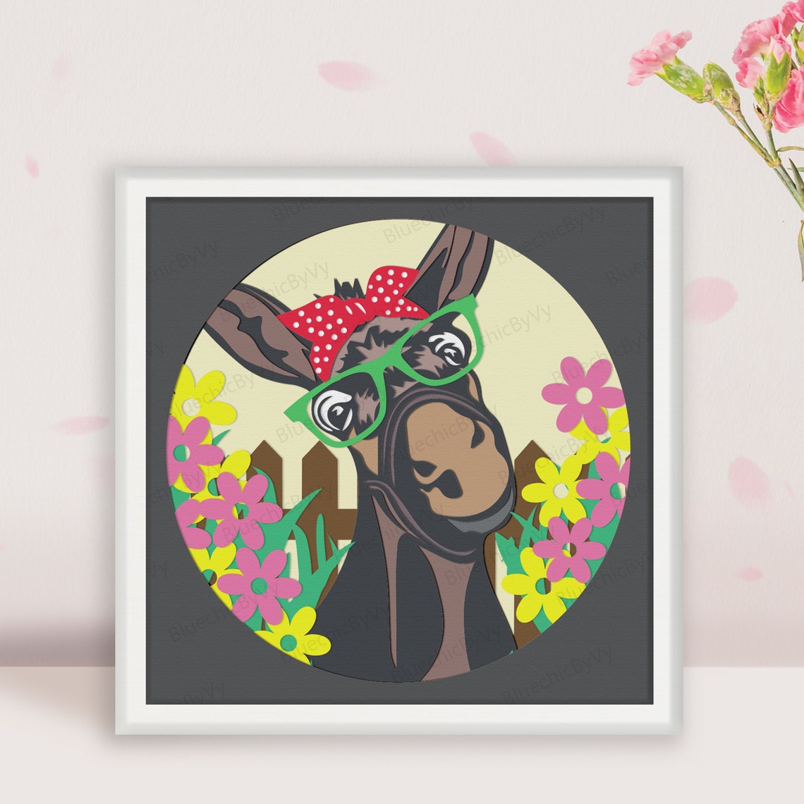 Donkey Light Box Cute Donkey Shadow Box SVG, Donkey Shadow Box, for Cricut, Donkey Light ...