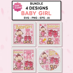 Bundle-Baby-Mädchen niedlich Schatten Box svg, Mädchen Baby Light Box svg, Mädchen-Baby-Geschenk, Mädchen-Baby-Dekor, Kind 3D Box, 3d Box Geschenk, für Cricut-Datei