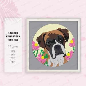 Boxer Dog Shadow Box SVG, Boxer Dog Shadow Box, Gift Dog Lover, For cricut, Boxer Dog Light Box Svg, Shadow Box Gift, Dog Yorkshire Svg