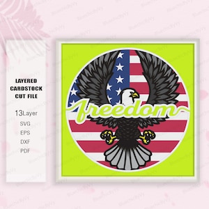 Caja de sombras Eagle Freedom, caja de sombras Eagle, caja de luz Eagle Freedom Svg, 4 de julio, archivo Cricut, Día de la Independencia