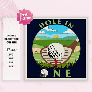 Hole in One Golf Shadow Box SVG, Golf Hole in one svg, svg de golf sport, balle de golf svg, cadeau Shadow Box, golf pour fichier cricut, balle de golf svg