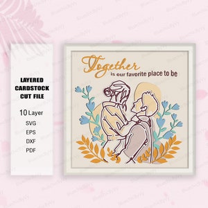Together Is Our Favorite Place To Be Shadow Box SVG voor Cricut-projecten DIY, liefdeslichtbak, liefdesdecor, cadeau paar, 3D paar, paar svg