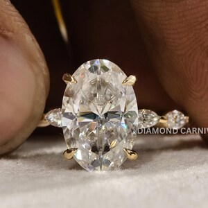 Stunning Oval Cut Ring 4.0 CT Oval Cut Moissanite Ring, Classic Engagement Ring With Hidden Halo and Prong Setting, Wedding Gift For Her