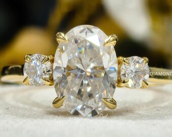 Oval Moissanite Engagement Ring, Art Deco Bridal Ring, Lab Diamond Wedding Ring, Handmade Christmas Gift, Unique Holiday Gift Her