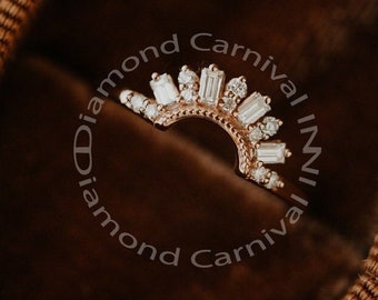 Baguette Cut Moissanite Engagement Ring, Art Deco Baguette Cut Ring, Multi Stone 18K Yellow Gold Wedding Ring, Anniversary Ring Gift For Her