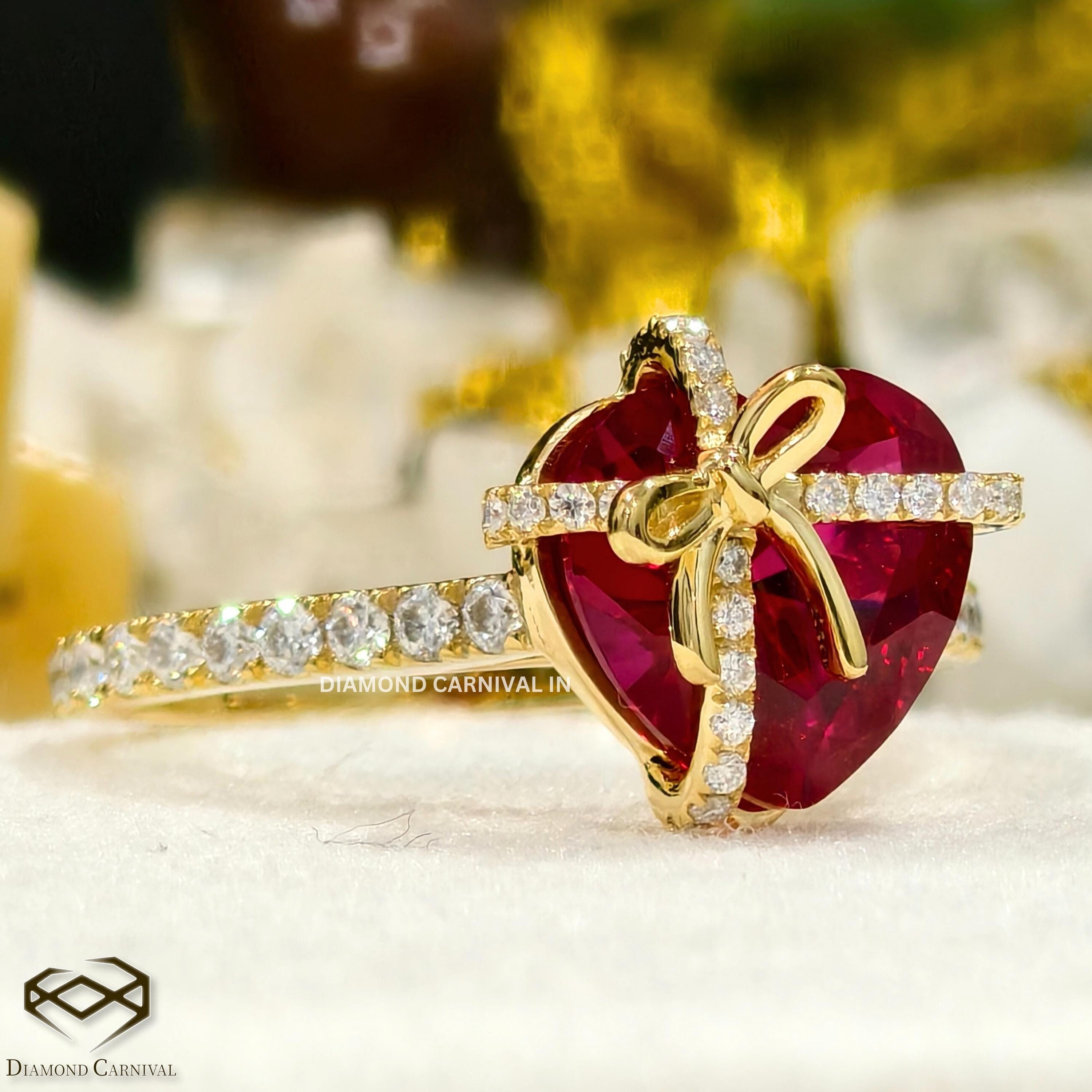 Symbol of Love Heart Cut Red Ruby Engagement Ring Valentine Gift For Her Timeless Love With Our Luxury Pave Wedding Anniversary Gift For Her