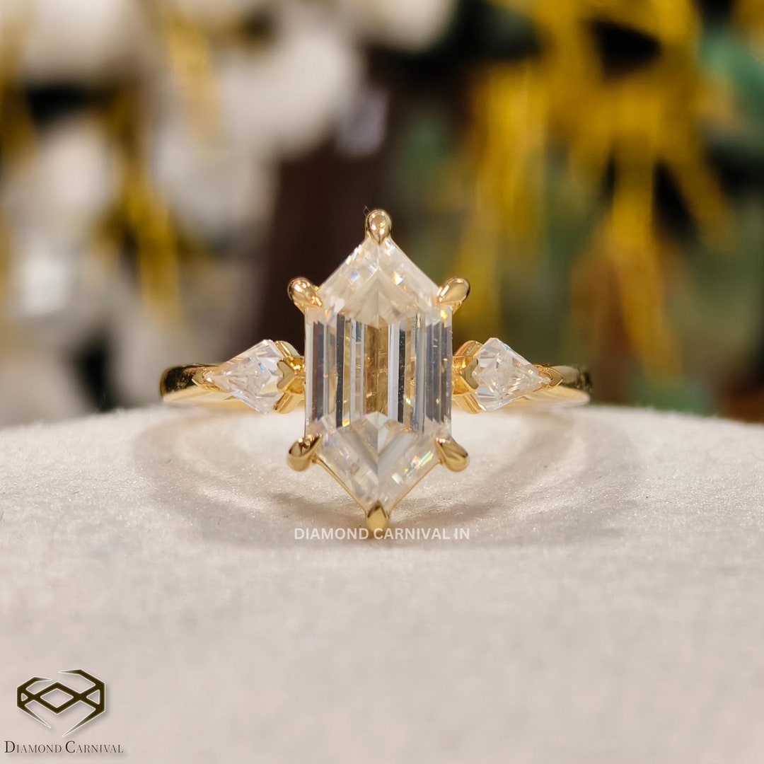 3 Carat Moissanite Side Stone Ring