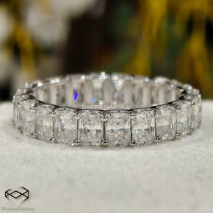Full Eternity Radiant Cut Moissanite Diamond Band, Sparkling Wedding Ring, Wedding or Anniversary Gift, Elegant Radiant Diamond Band for Her