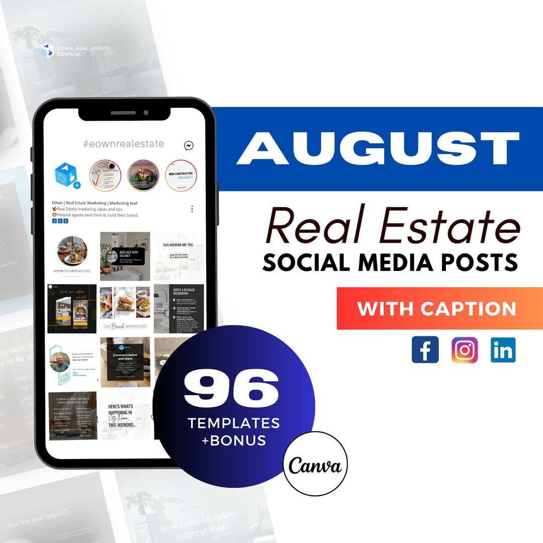 August Real Estate Social Media, Caption & Hashtag, August Real Estate
