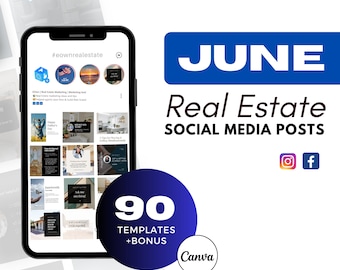 JUNE social media posts | Real Estate June social media post | Real Estate Agent Social Media Posts | Real Estate Template | Canva Template