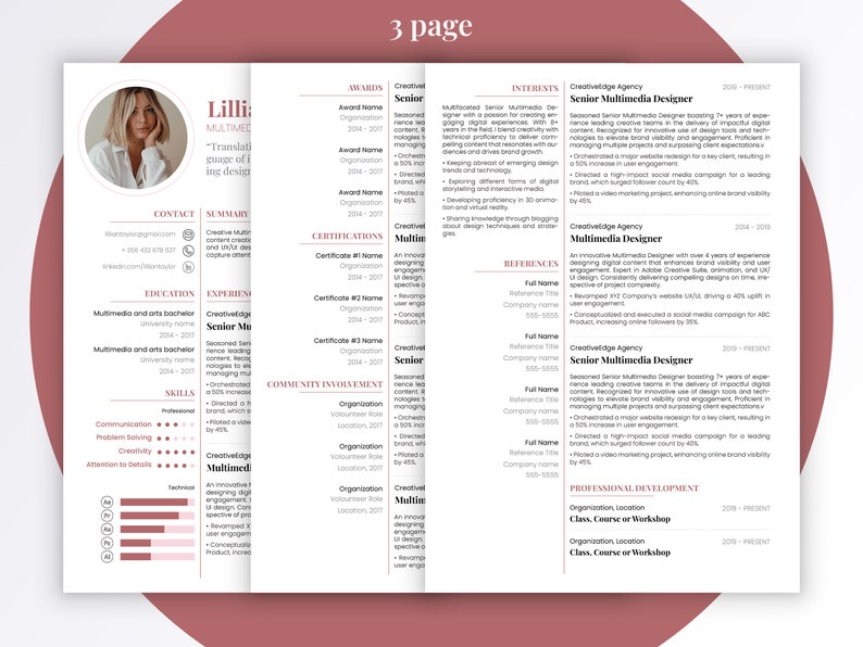 Resume Template Word Resume Template Pages PDF Etsy Resume Template Word Resume Template Pages PDF Etsy