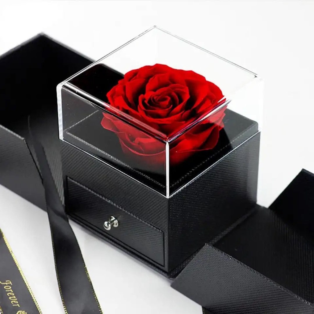 Red Rose Jewellery Box With 925 Evil Eye Necklace Etsy