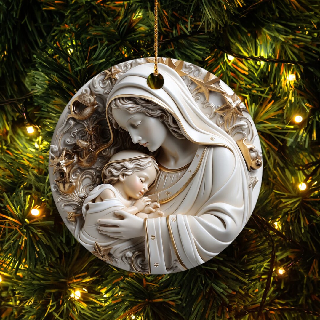 Mother Mary and Baby Jesus Ornament Christmas Ornament - Etsy