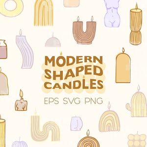 Modern Candles Illustrations | Hand Drawn Geometric Candles SVG | Decorative Candles SVG | Aesthetic Candle Clipart for Commercial Use
