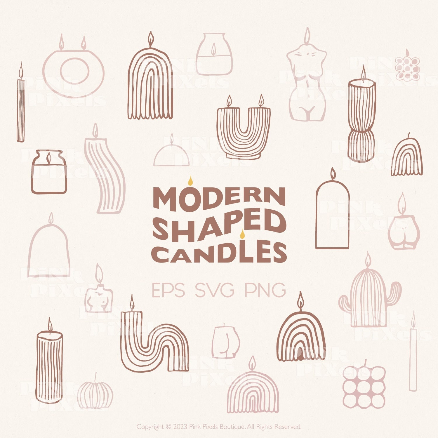 Line Art Candles Illustrations | Geometric Candles SVG | Modern Shaped ...