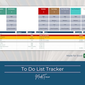 To Do List Tracker | Excel Spreadsheet Template | Productivity Template ...