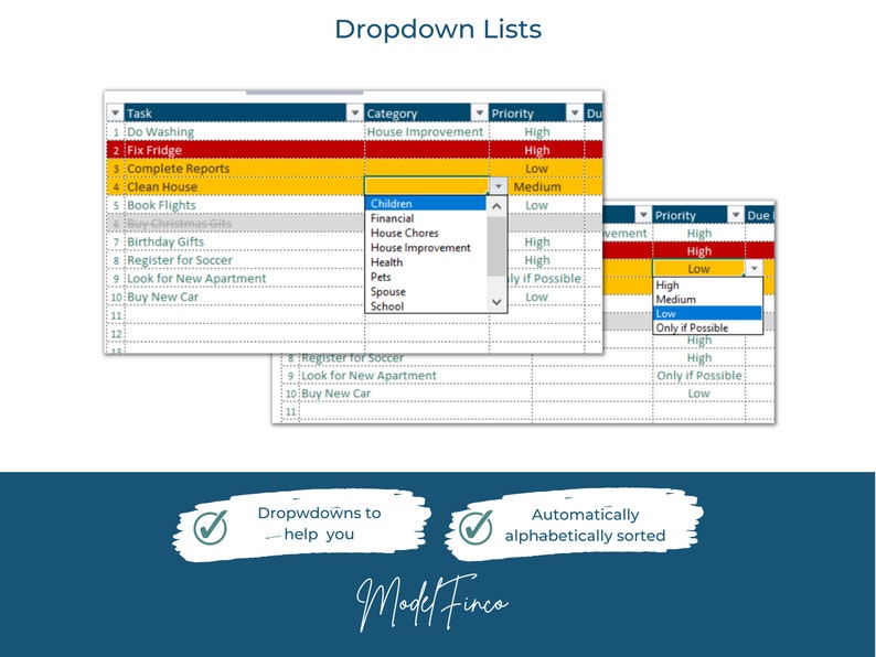 To Do List Tracker | Excel Spreadsheet Template | Productivity Template ...