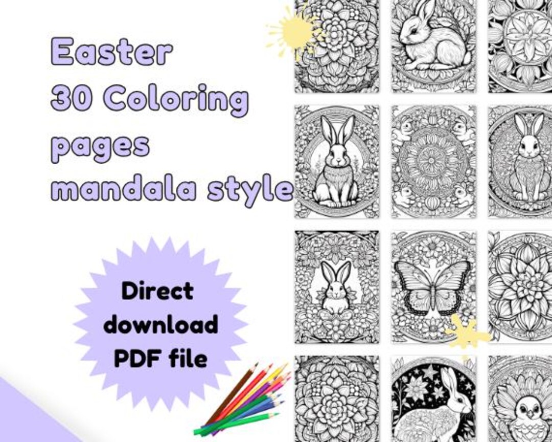 Easter 30 Mandala Coloring Pages | Intricate Easter Egg - Bunny ...