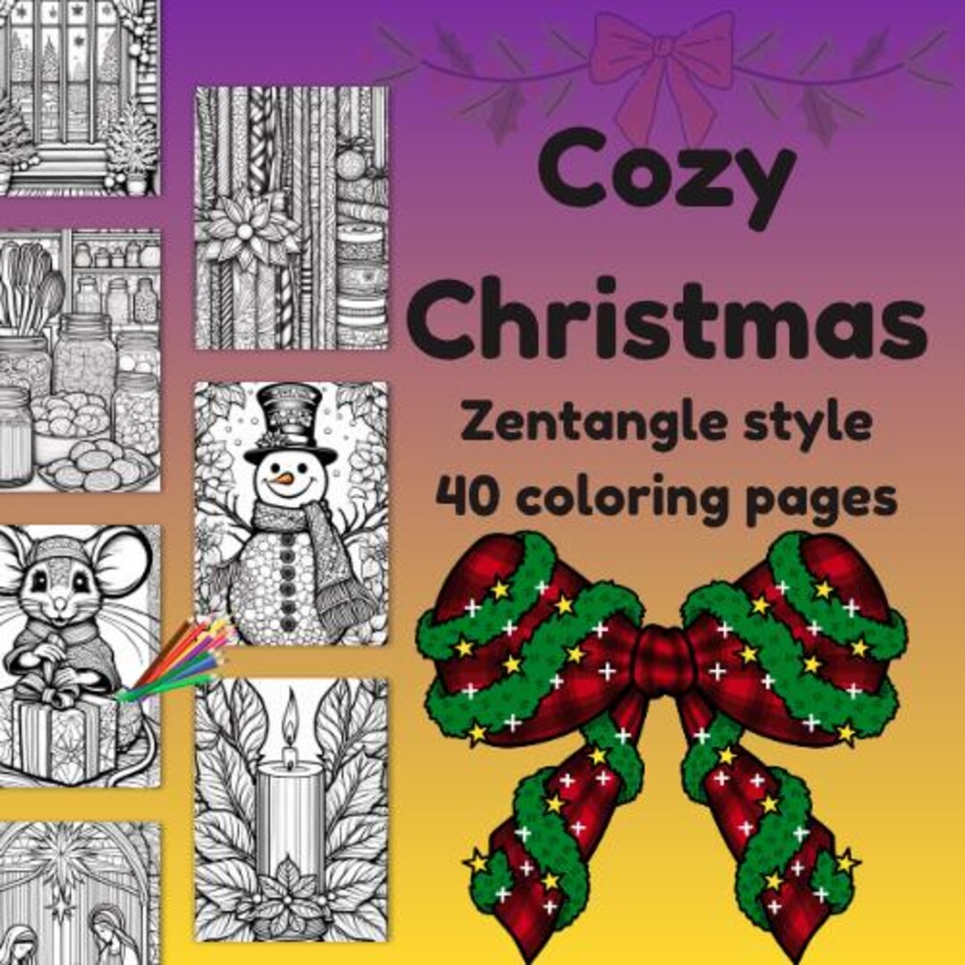 Zentangle Christmas Coloring Book | 40 Intricate Holiday Coloring Pages ...