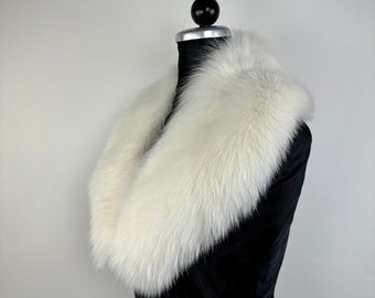 Real Cream Fox Fur Collar: Luxury Warm Scarf, Fluffy Fur Neck Wrap