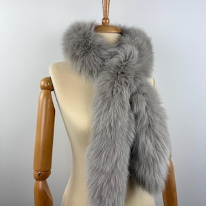 Gray Fur Fox Scarf, fox fur scarf, genuine fur, warm fur scarf