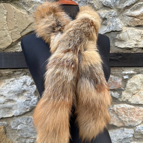Fur scarf, gold fox fur scarf, genuine fur