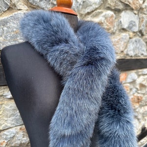 Luxury Fur Scarf, blue fox fur scarf, genuine fur fox scarf