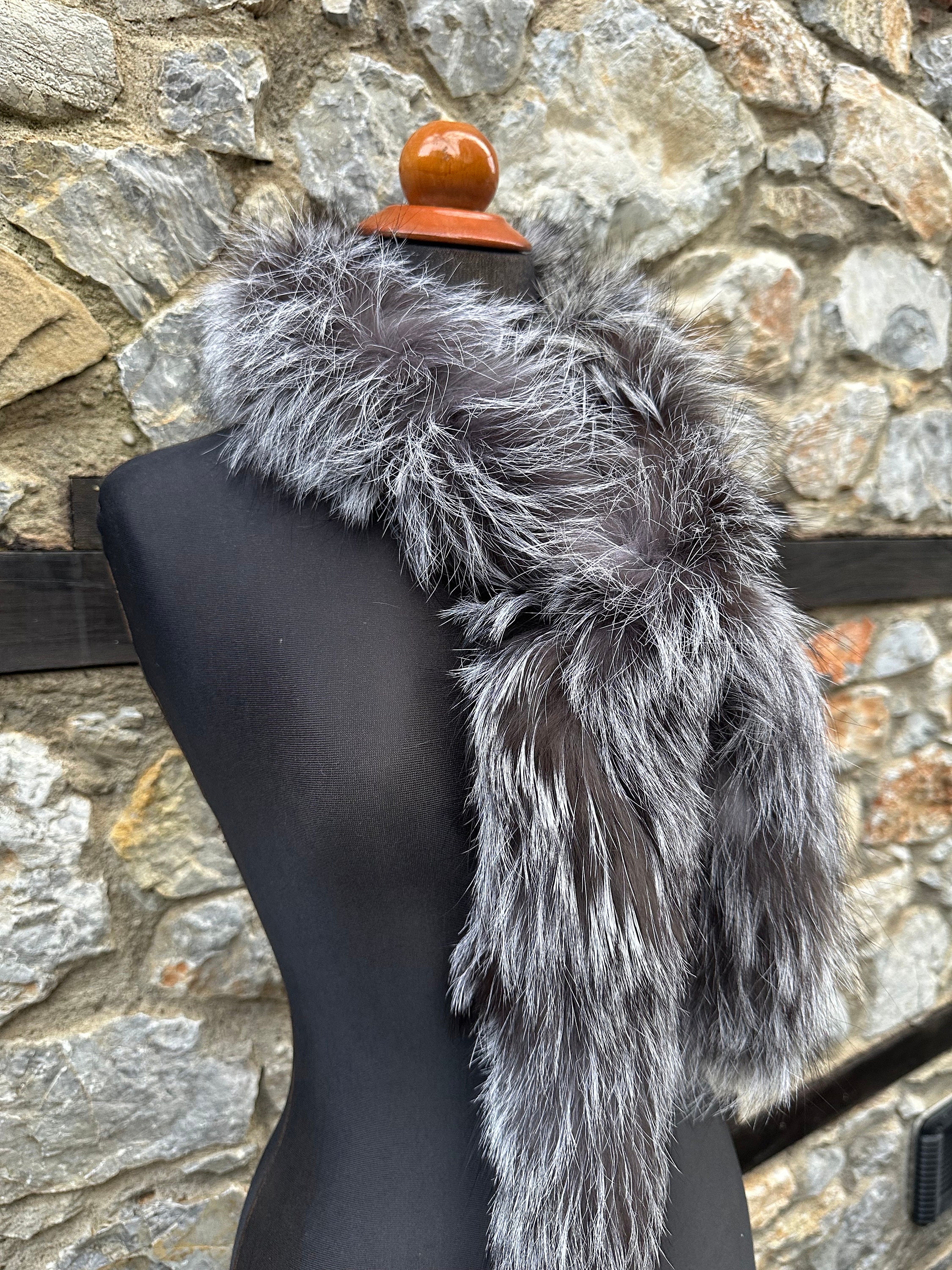 Handmade Silver Fox Fur Scarf: Genuine Warm Fur, Made in Greece - Etsy