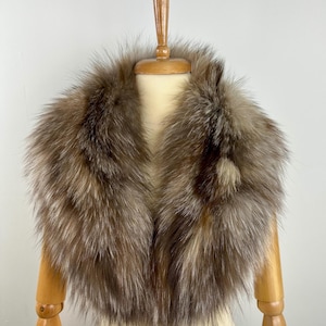 Genuine Crystal Fox Fur Collar – Premium Real Fox Fur Stole, Luxury Fur Wrap, Winter Fur Scarf, Elegant Fur Accessory