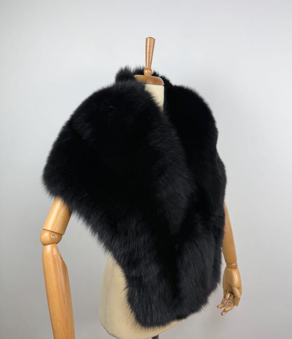 Étole Fourrure Renard Bleu Occasion - Écharpe Femme En Fourrure Authentique - Style Vintage