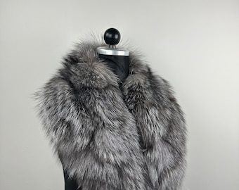 Genuine fur silver frost fox collar, real fur collar, fur stole, luxury fox fur collar, beige fox collar