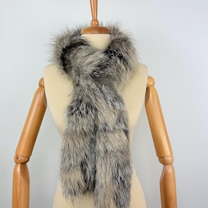 Fur scarf, cross fox fur scarf, genuine fur, warm and fluffy fur scarf