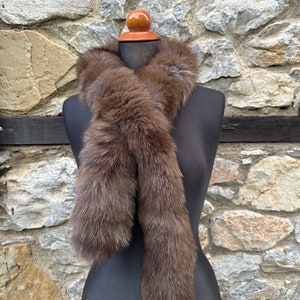 Fur scarf, brown fox fur scarf, genuine fur, warm and fluffy fur scarf
