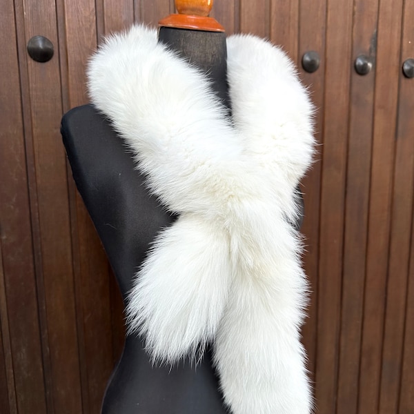 Fur scarf, white fox fur scarf, genuine fur